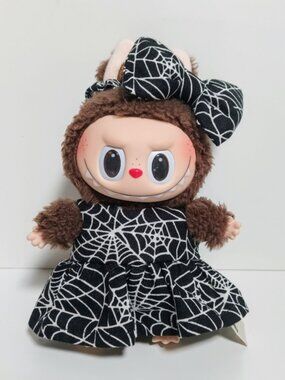 Custom Labubu Halloween Spider Web Dress and Matching Bow Scrunchie